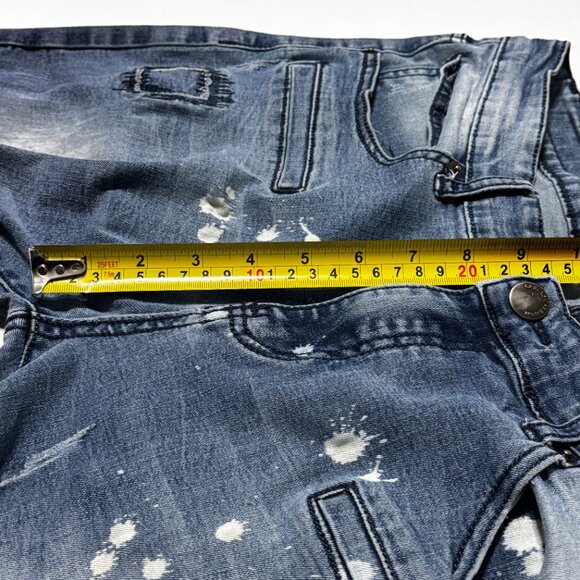 CJ Black Premium Skinny Flex Jeans 34x34 Moto Distressed Paint Splatter Denim - Picture 12 of 14